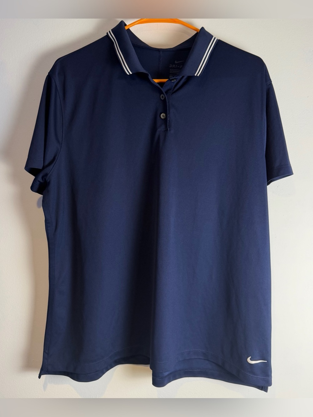 Nike Dri-Fit Navy Polo with White Stripe Collar
